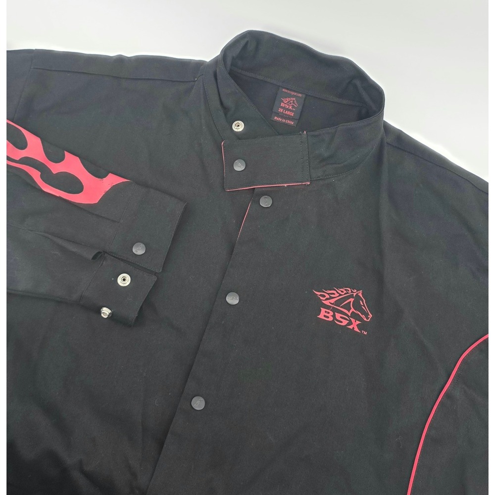 BSX Vintage Welding Jacket Mens Size 3XL Black Red Flame FR Cotton